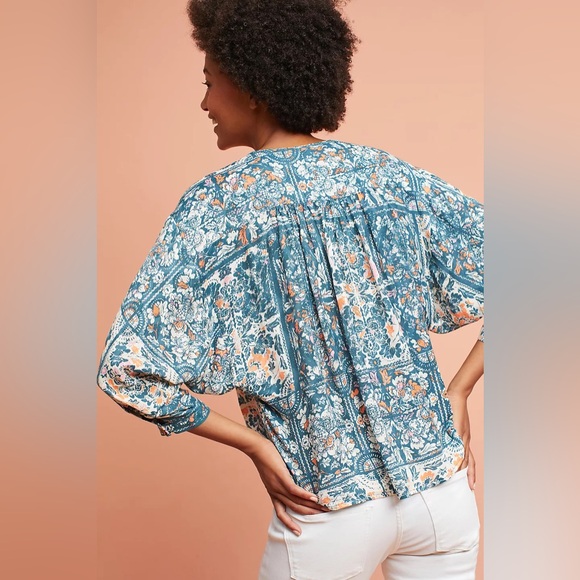 Maeve Anthropologie Gianna printed wrap top bohemian faux wrap floral print - Picture 16 of 16